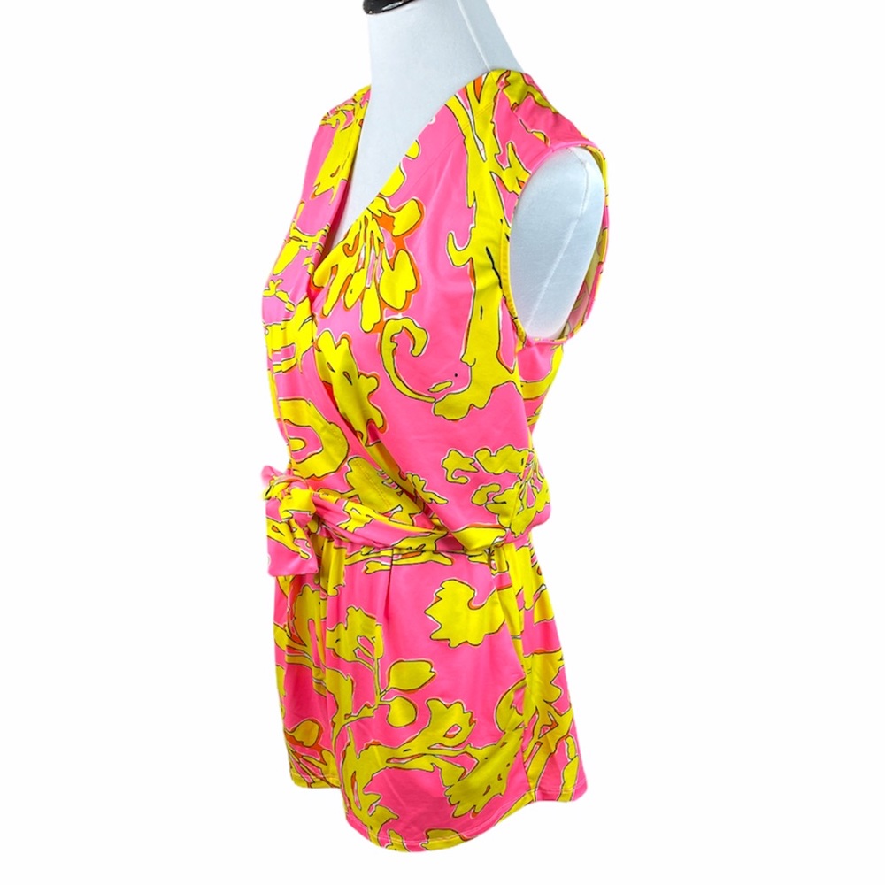 JB by Julie Brown Floral Romper Pink Yellow Medium - Picture 4 of 10